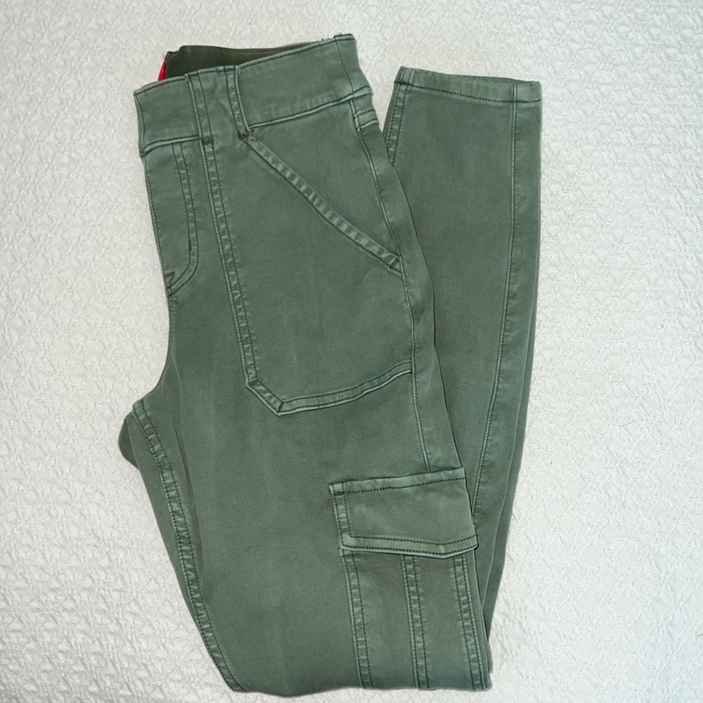 Spanx Stretch Twill Ankle Cargo Pant High Waist Desert Dune 20311Q
